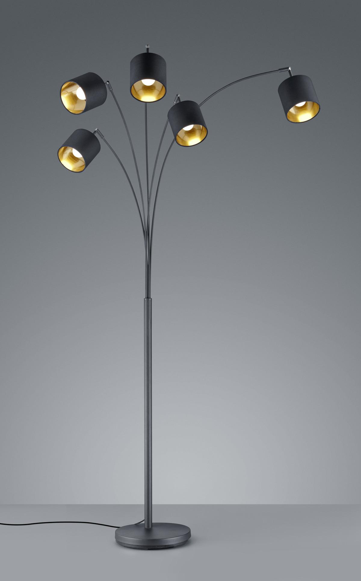 LAMPA ŁUKOWA R46330579 TOMMY - czarny/kolor złoty, Lifestyle, metal/tkanina (71,5/200cm)