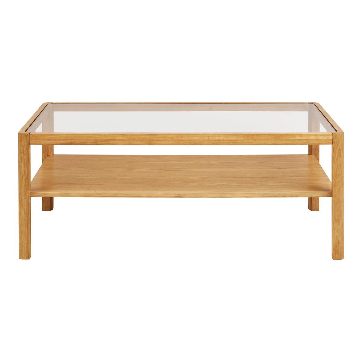 Couchtisch Lourmarin Echtholz ca. 110x60x45 cm - Eichefarben, Design, Glas/Holz (110/60/45cm) - MID.YOU