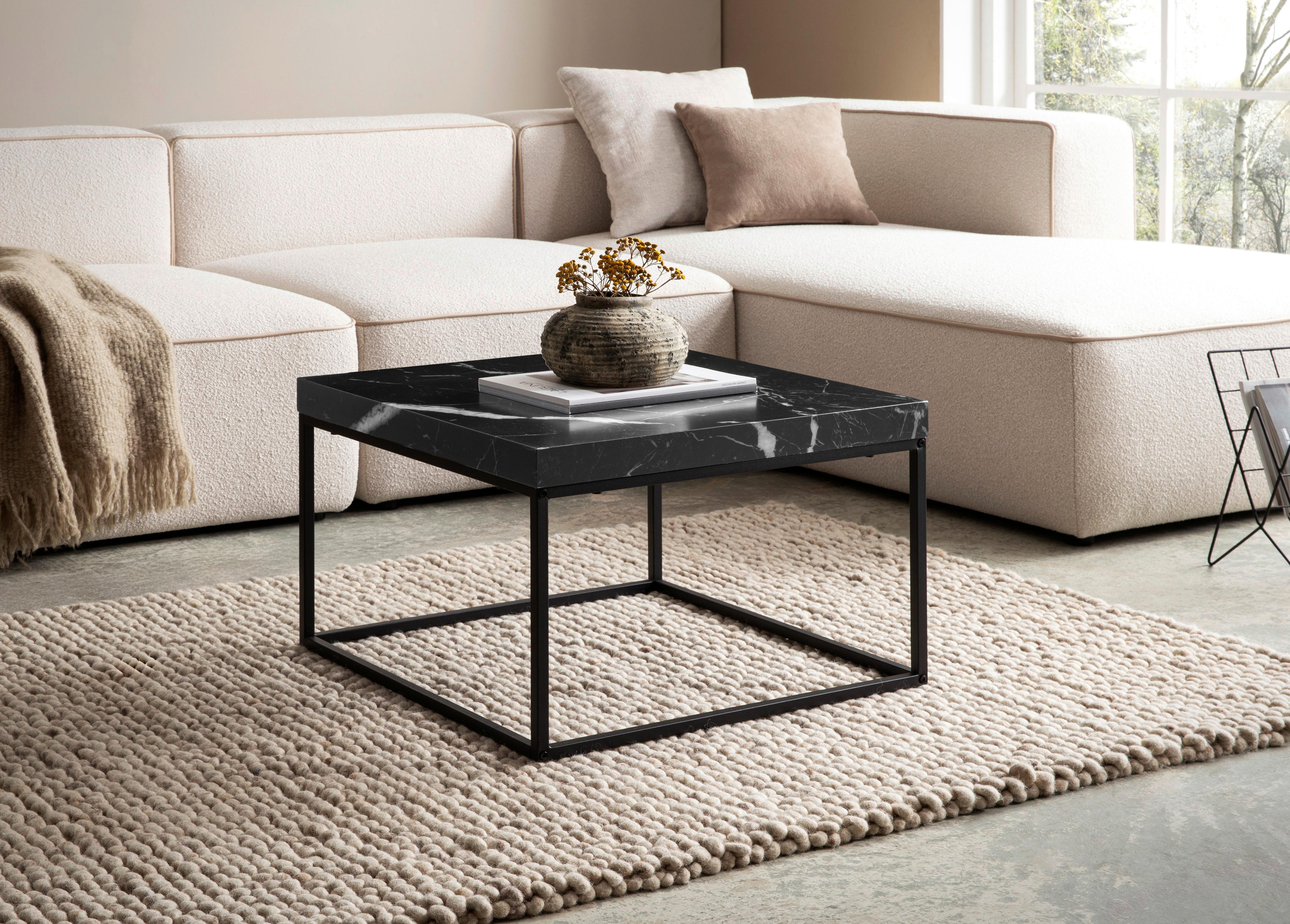 COUCHTISCH WL6.933 - Schwarz, Design, Holzwerkstoff/Metall (60/60/38cm) - Livetastic