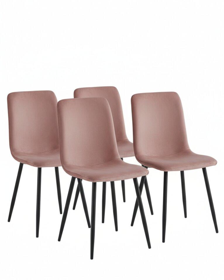 STUHL-SET LEIPZIG S 4ER-SET - Altrosa/Schwarz, MODERN, Textil/Metall (44/92/54cm) - P & B