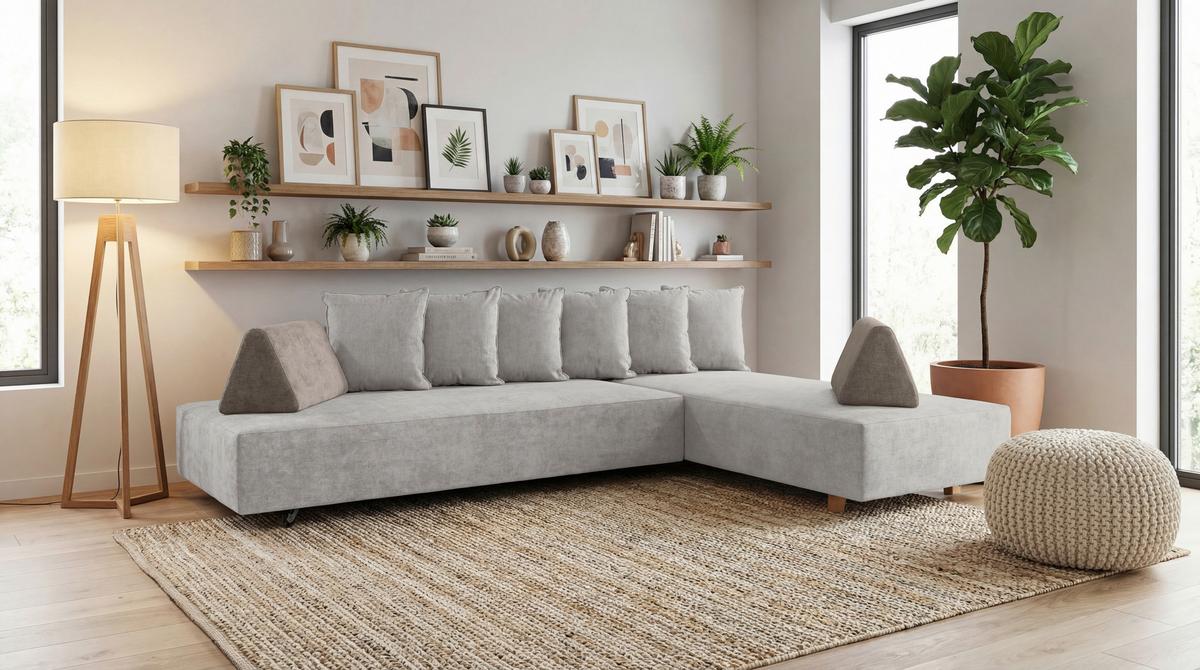 Boxspring Kanapéágy Bloom - krémszínű/barna, Modern, műanyag/faalapú anyag (292/79/215cm)