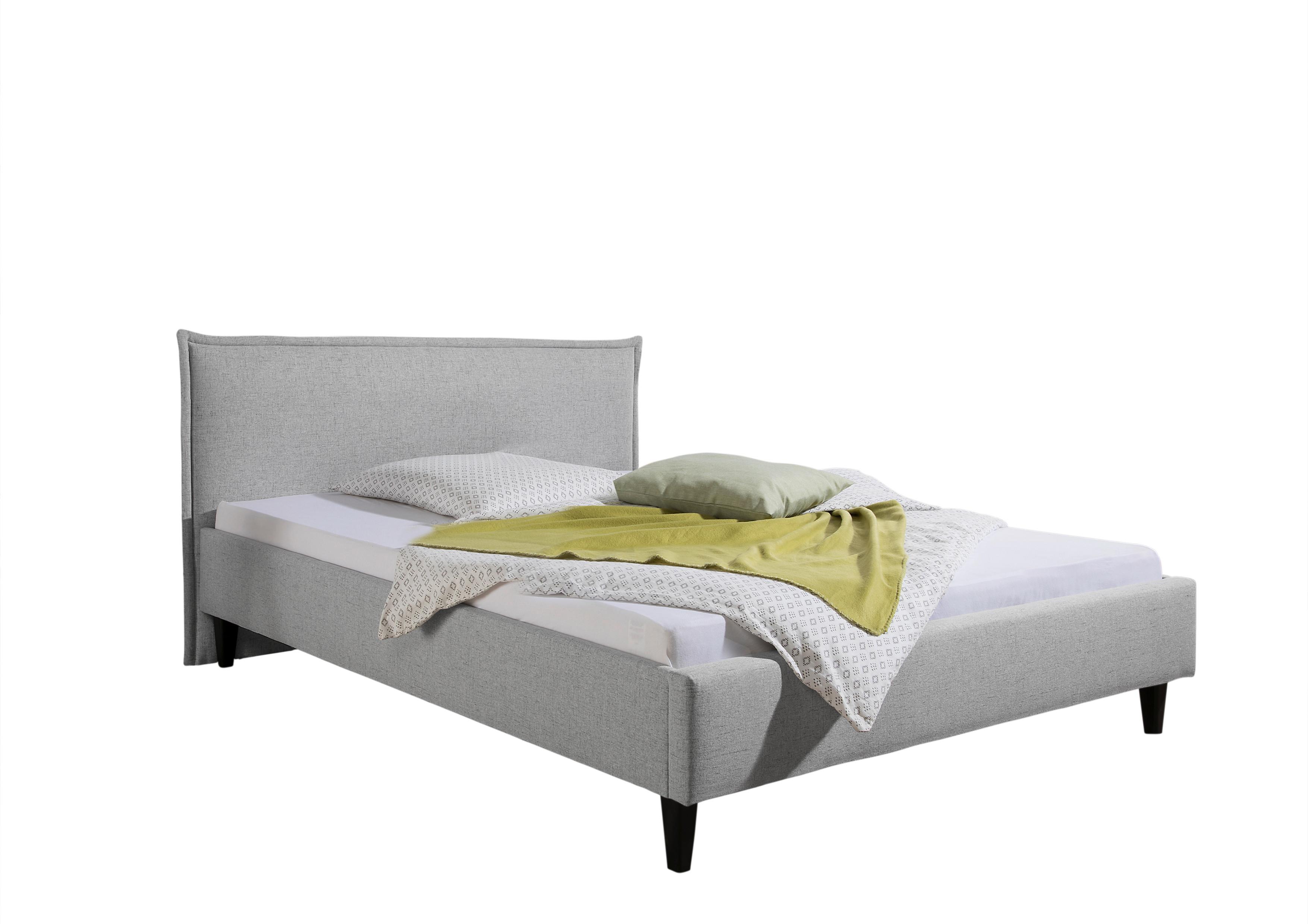 Polsterbett Roswell Hellgrau ca. 140x200 cm - Hellgrau/Schwarz, MODERN, Holz/Textil (140/200cm) - Livetastic