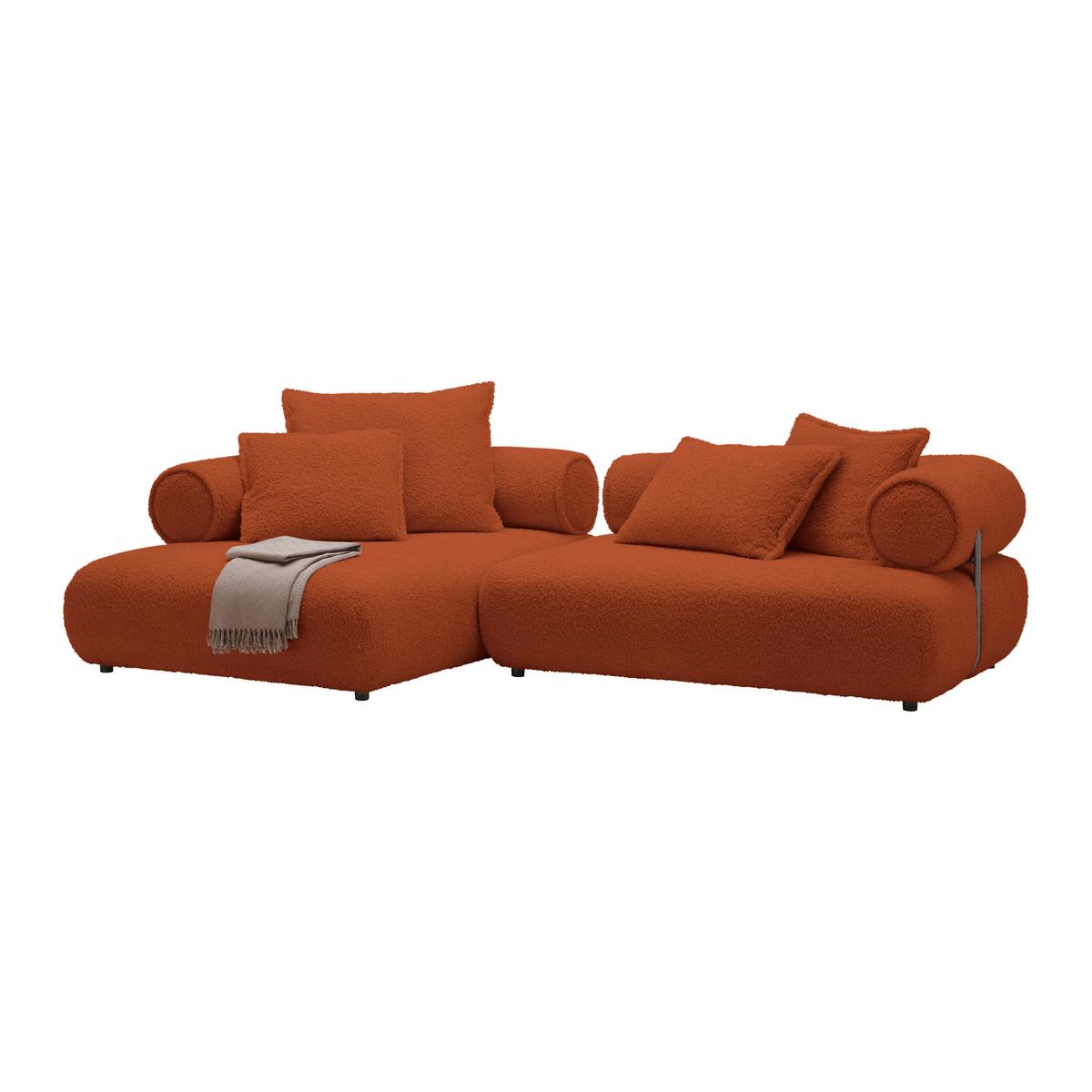 Wohnlandschaft Casimir Kupferfarben - Schwarz/Kupferfarben, LIFESTYLE, Kunststoff/Textil (180/310cm) - Premium Living