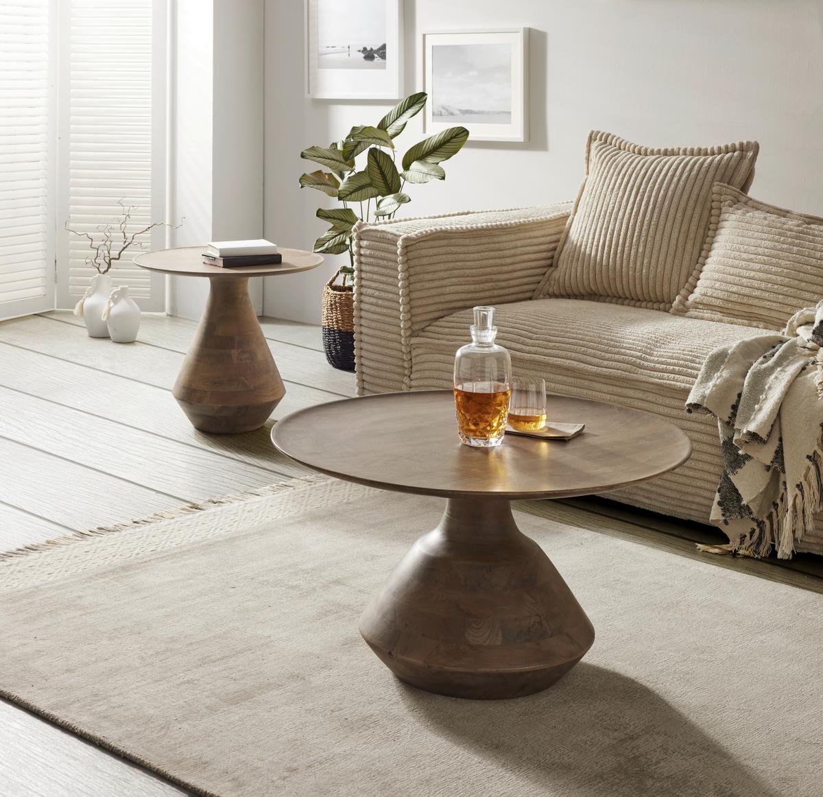 Beistelltisch Laya aus Mangoholz - Grau, ROMANTIK / LANDHAUS, Holz (58/52/58cm) - Zandiara