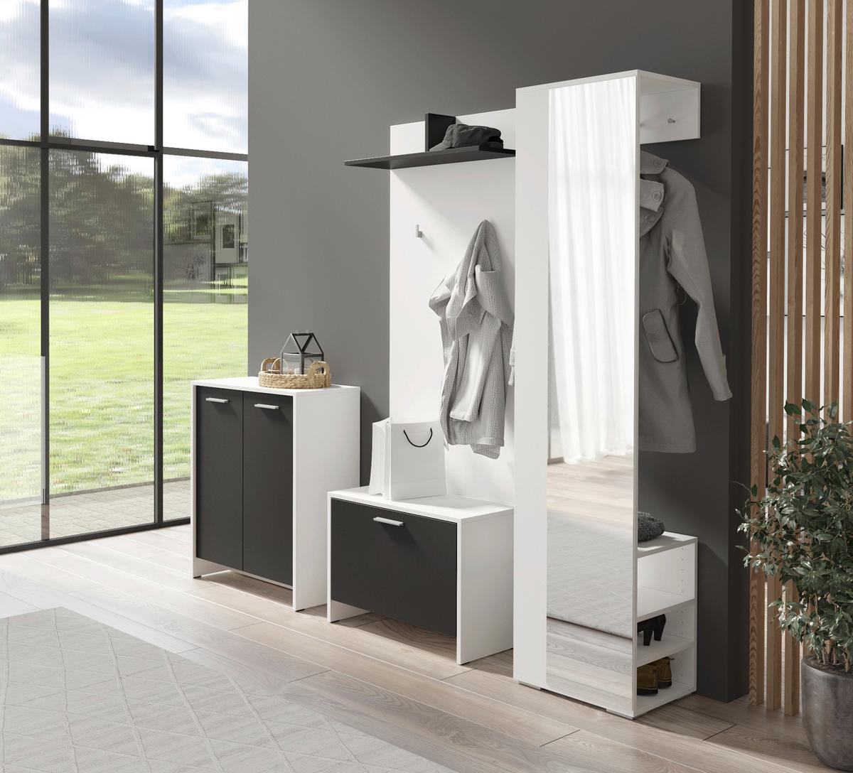 Garderobenschrank Ben Weiß - Silberfarben/Weiß, MODERN, Glas/Holzwerkstoff (40/184/35cm) - MID.YOU