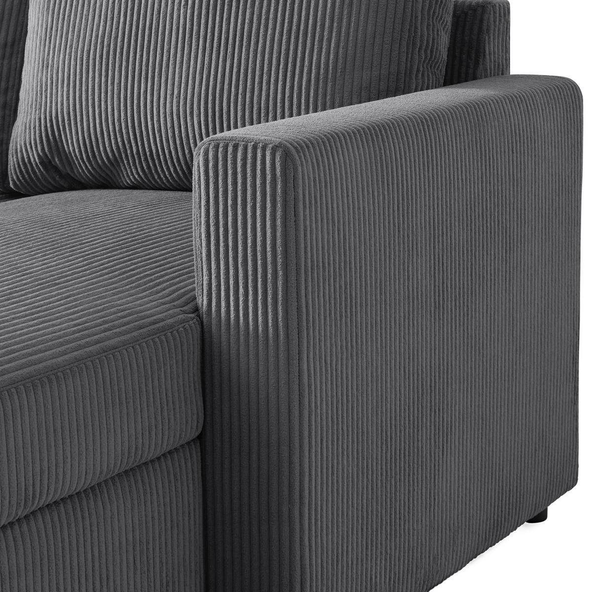 Sarokkanapé Martina - antracit, Modern, faalapú anyag/textil (204/89cm) - Mömax