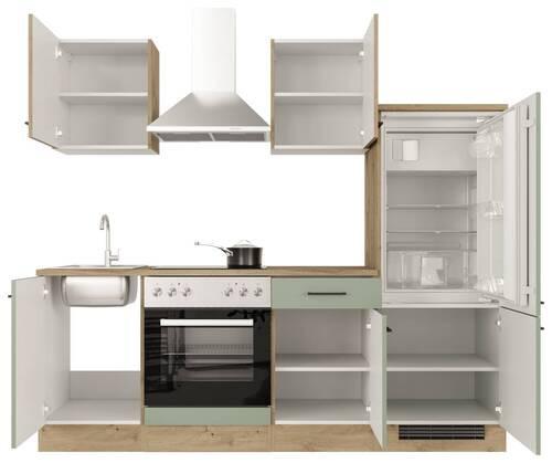 Kuhinjski Blok Cara, Zelena, Hrast - črna/zelena, Moderno, kovina/leseni material (220cm) - FlexWell