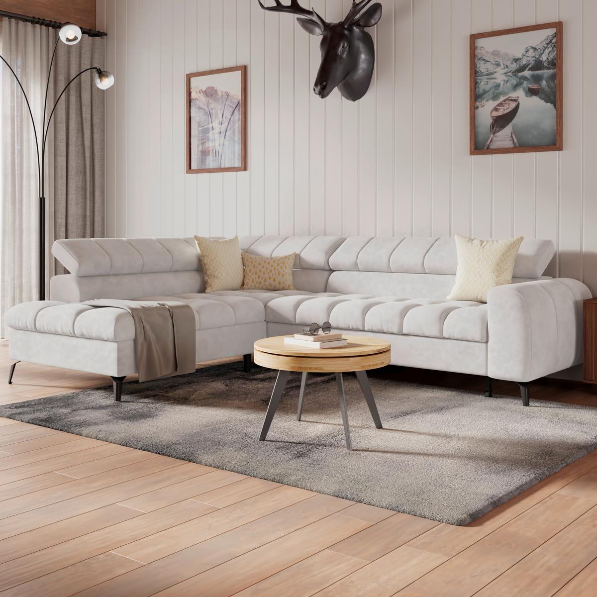 Kutna Garnitura Volf - bijela/crna, Trend, tekstil/metal (203/261cm)