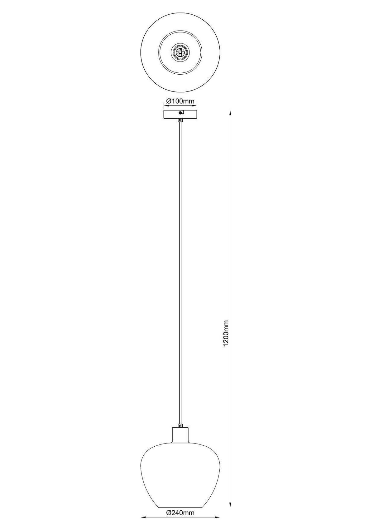 Függőlámpa Ruz - fekete, Modern, Üveg/fém (24/120cm) - Modern Living