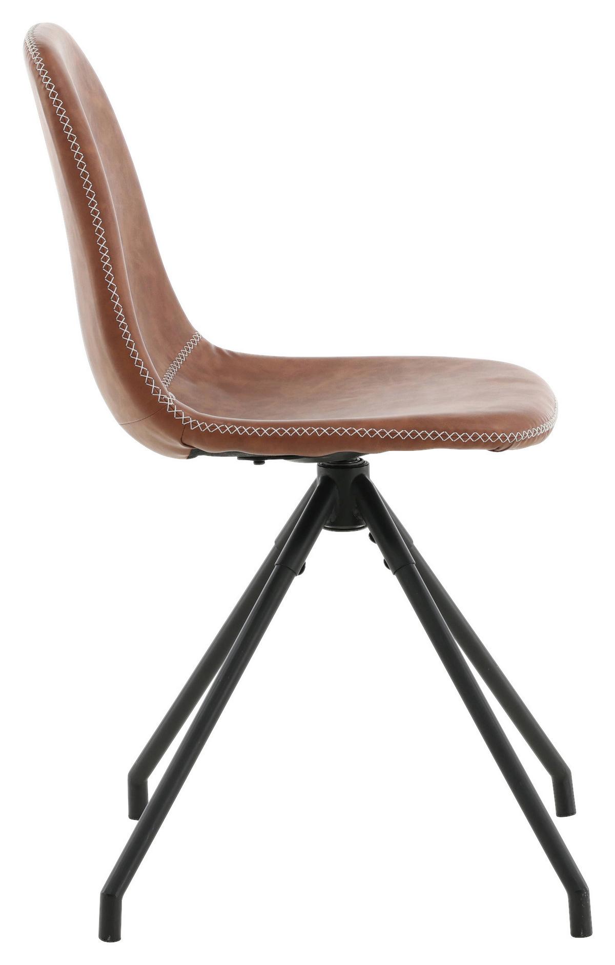 STUHL-SET POLAR - Cognac/Schwarz, Design, Textil/Metall (44/88/54cm) - Livetastic