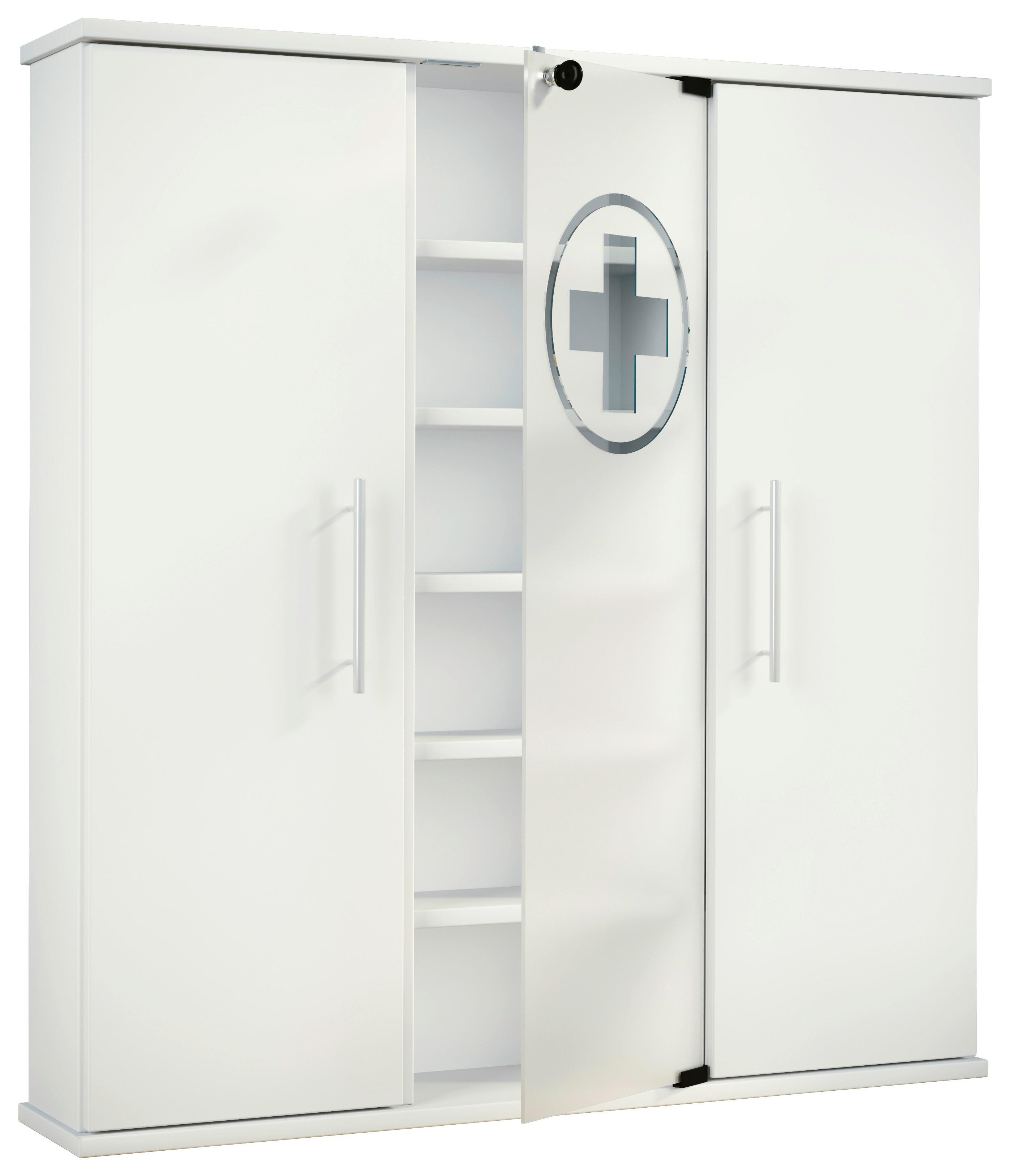 Omarica Za Prvo Pomoč Santila, Bela - srebrne barve/bela, Moderno, kovina/steklo (86/91,5/18cm) - MID.YOU