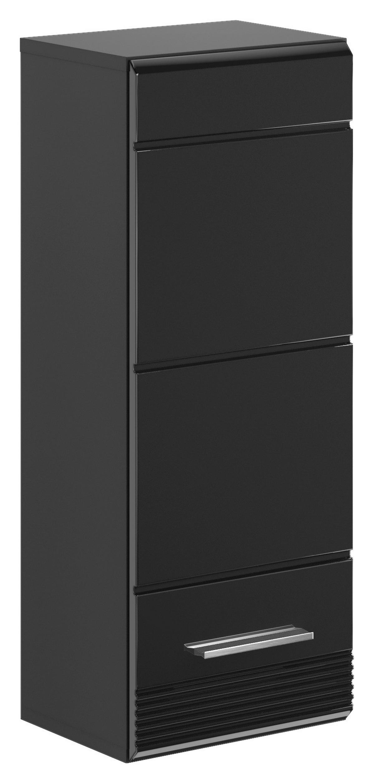 Viseča Omara Linus, Črna - črna/visoki sijaj, Moderno, umetna masa/leseni material (30/77/23cm) - MID.YOU