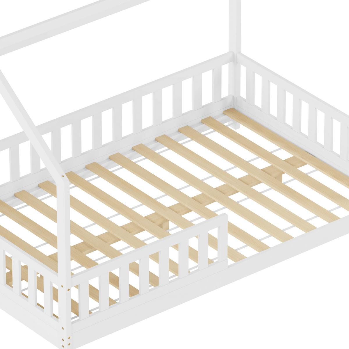 Bodenbett Kids - Weiss/Naturfarben, Konventionell, Holz (120/200cm) - Mömax
