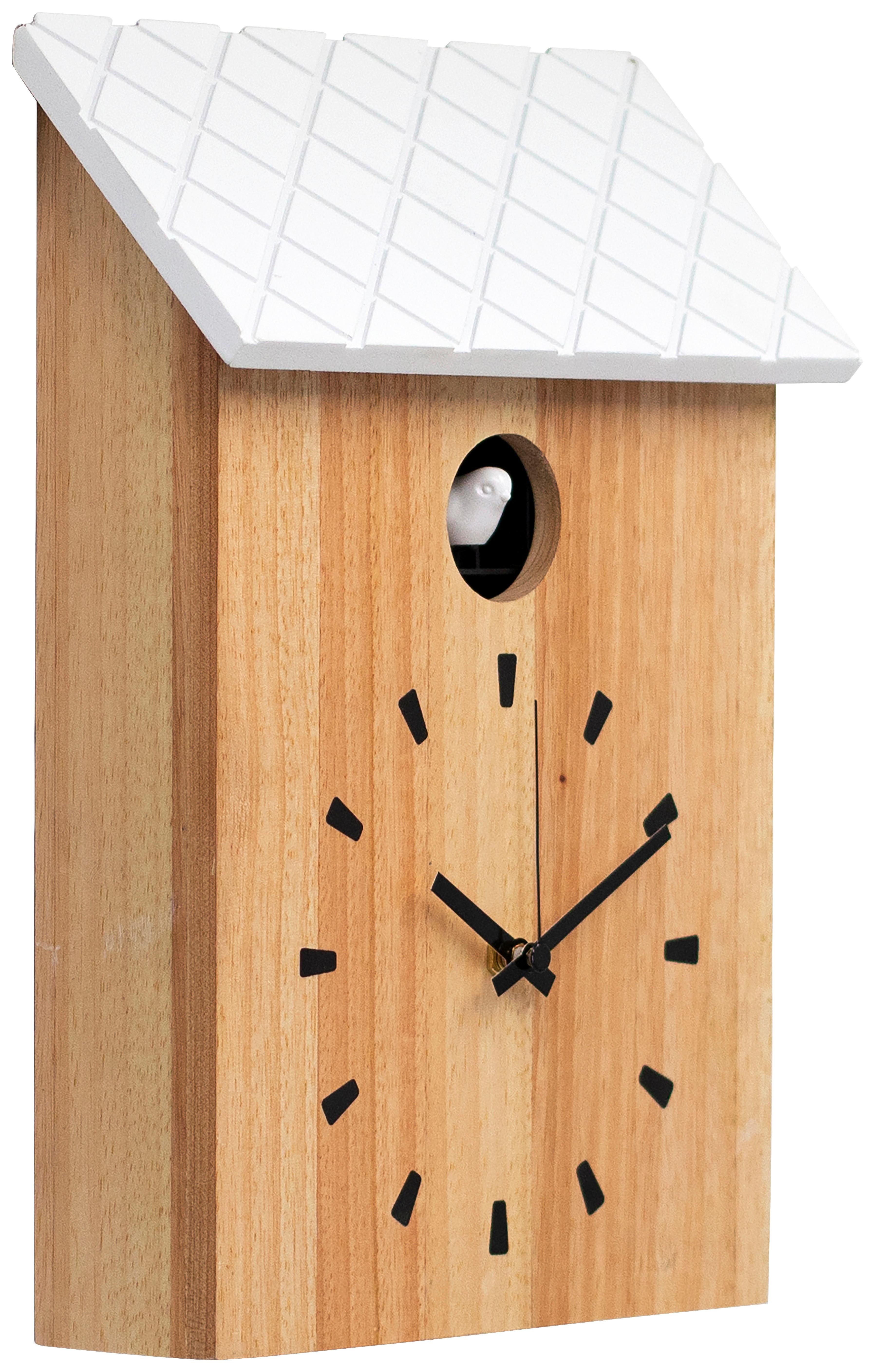 Wanduhr Kukuk Natur/Weiß - Naturfarben/Weiß, MODERN, Holz/Holzwerkstoff (22/38/7,5cm) - Mömax