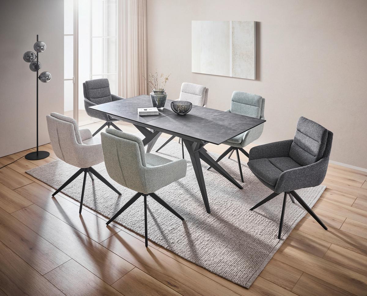 KRZESŁO Z PODŁOKIETNIKAMI LEIA -EXKLUSIV- - antracytowy/czarny, Design, metal/tkanina (60/89/69cm) - Novel