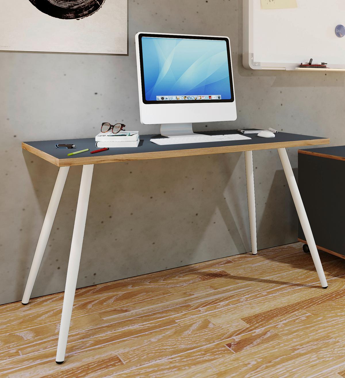 Schreibtisch Salia T50 Anthrazit/Honigeiche - Honigeiche/Anthrazit, Design, Holzwerkstoff/Metall (110/50/70cm) - MID.YOU