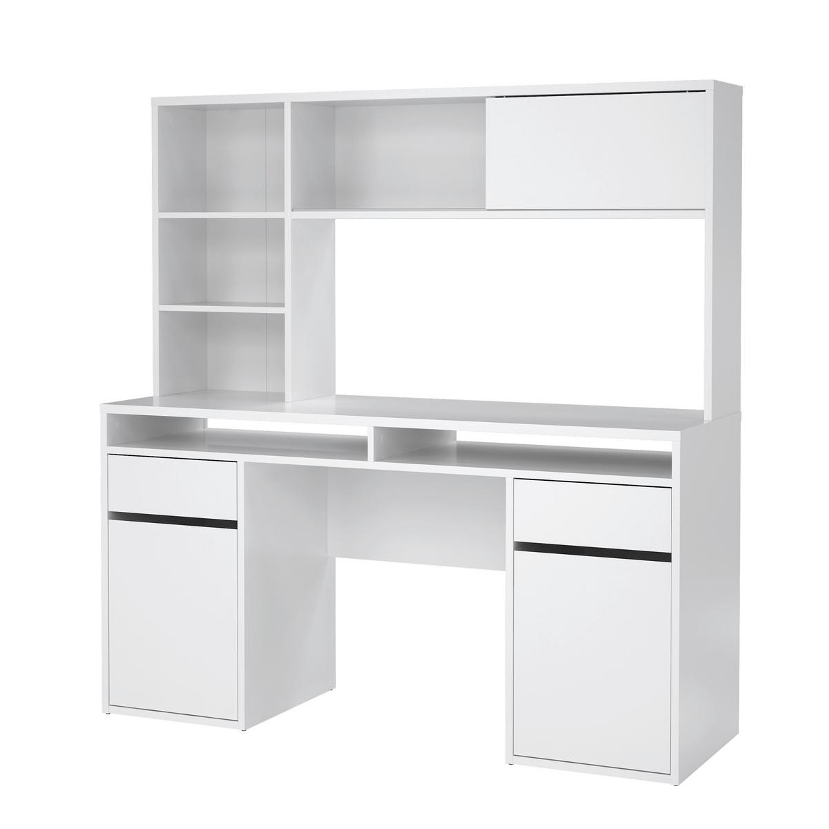 BIURKO FUNCTION PLUS - biały wysoki połysk, Modern, materiał drewnopochodny (149/48,2/156,2cm) - P & B