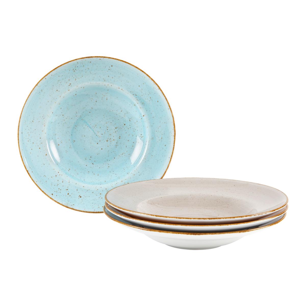 Set Krožnikov Za Testenine Vintage Nature Bunt, 4-Delni - svetlo modra/umazano rjava, Basics, keramika (27cm) - Creatable