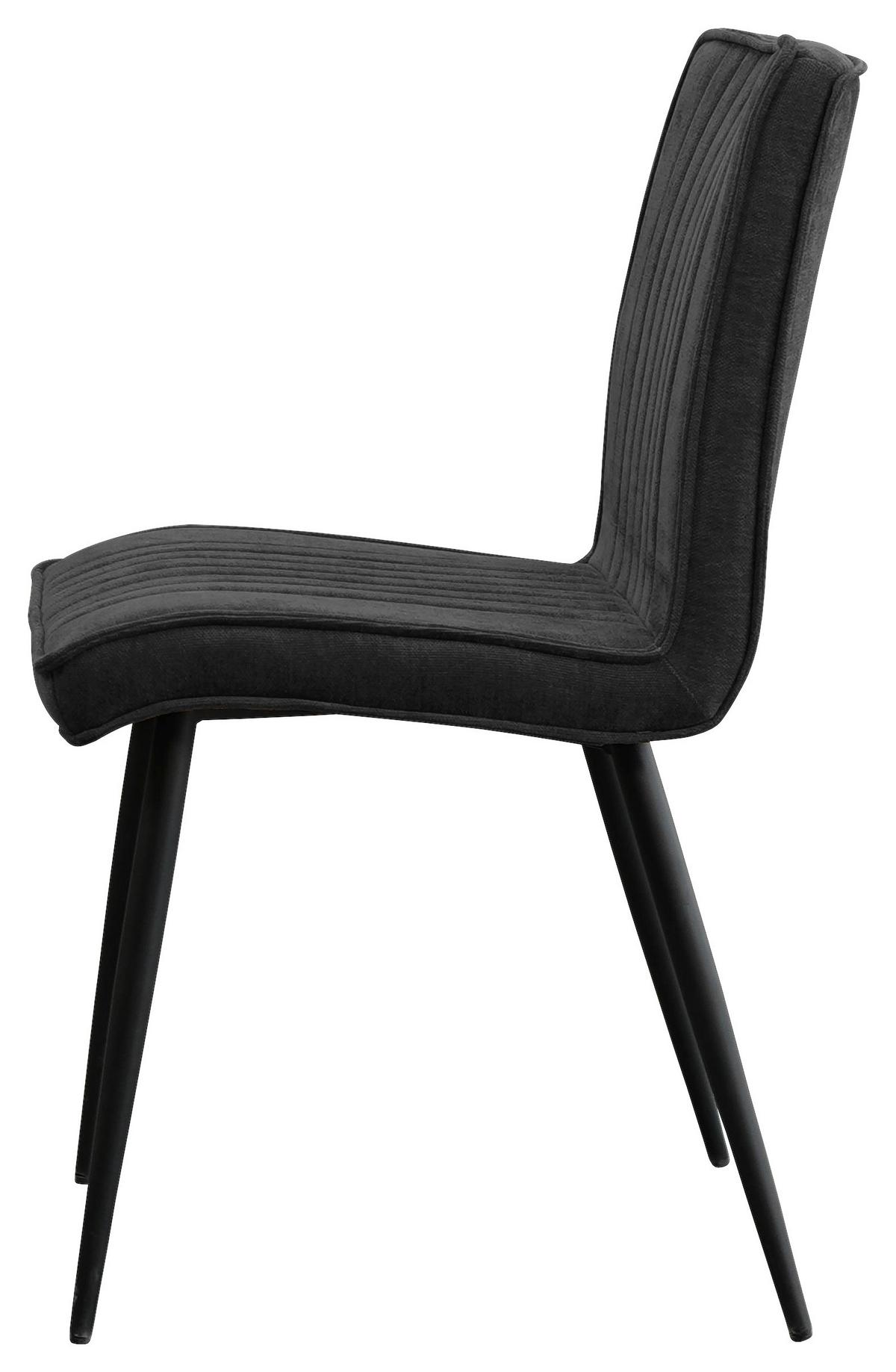 Stuhl Lena in Schwarz - Schwarz/Grau, Modern, Holz/Textil (43/86/57cm) - Mömax