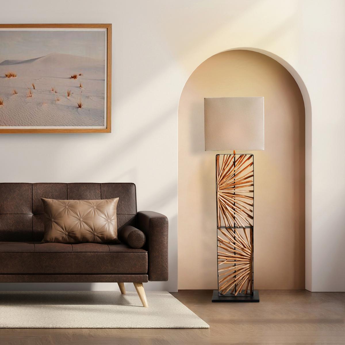 Stoječa Svetilka Driftwood - zlate barve/črna, Design, kovina/tekstil (40/165/20cm) - P & B