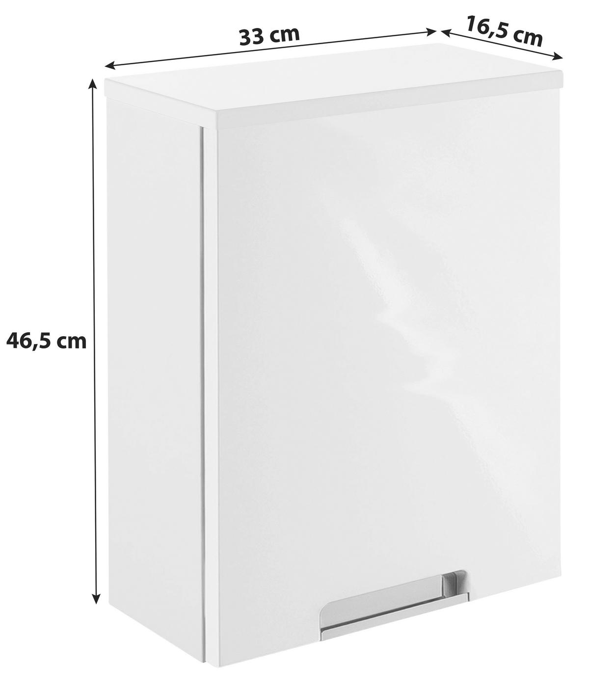 Oberschrank "Mars" , weiß - Chromfarben/Weiß, MODERN, Holzwerkstoff/Metall (33,0/46,5/16,5cm) - MID.YOU