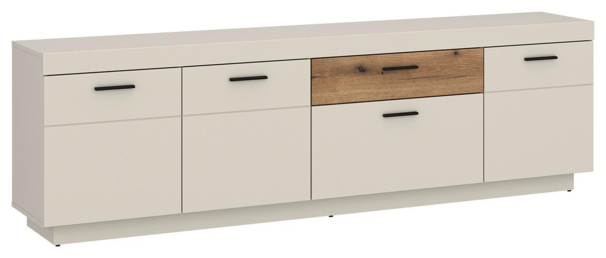 Comodă TV LIGHTNING - cașmir/culoare lemn stejar, Modern, material pe bază de lemn (200/62,8/41,6cm) - Modern Living