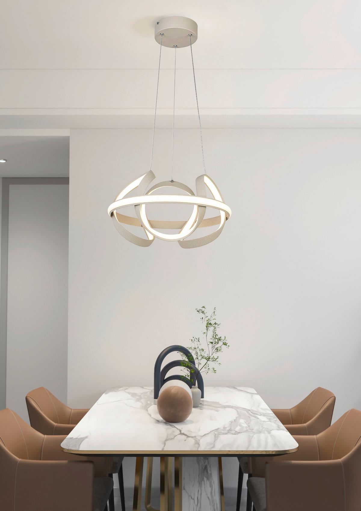 LAMPA WISZĄCA TARA - kolor piaskowy, Trend, tworzywo sztuczne/metal (41,5/120cm) - Collet's Monde