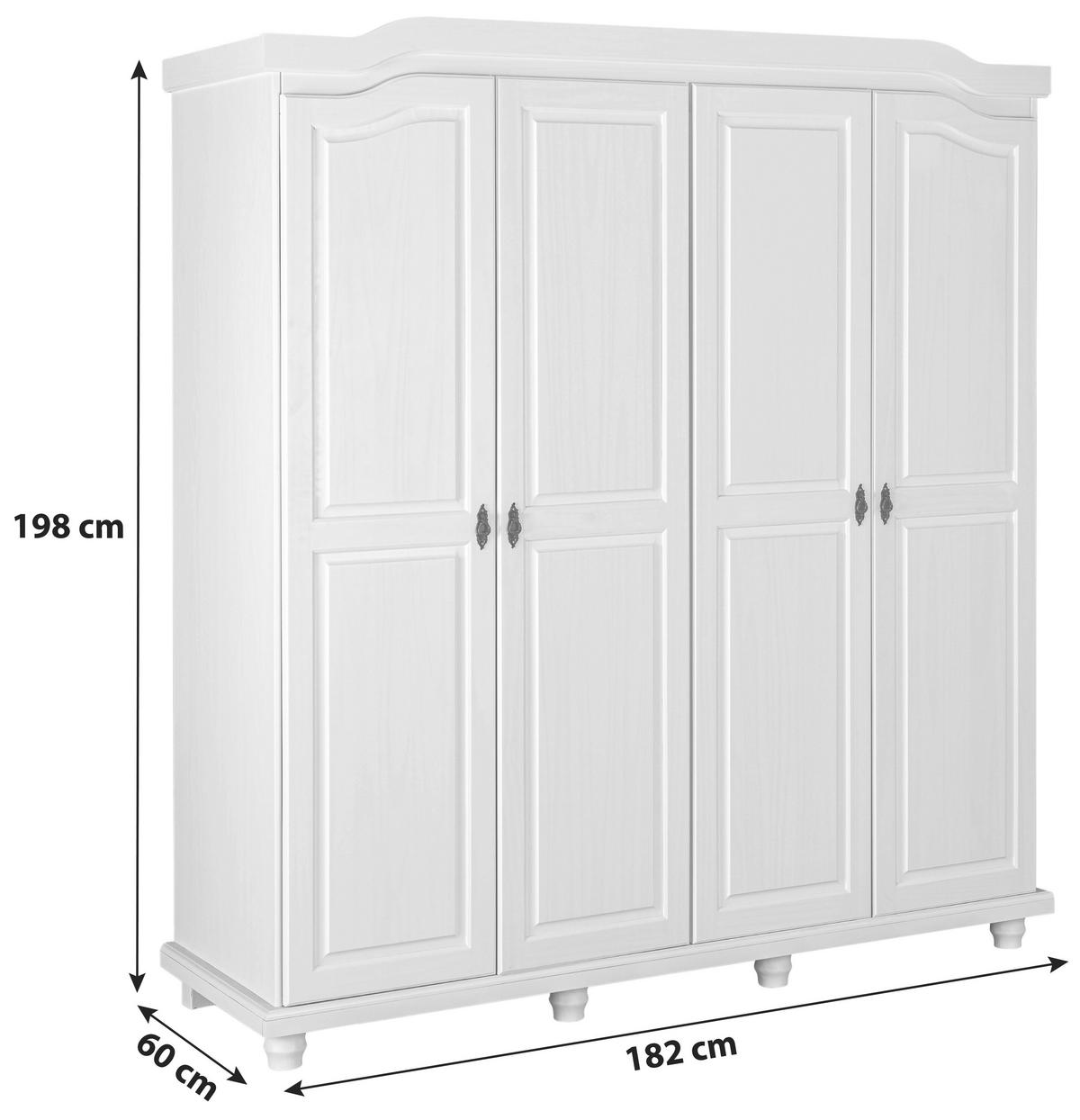 Drehtürenschrank Isny ca. 182x198x60 cm Weiß - Schwarz/Weiß, KONVENTIONELL, Holz/Metall (182/198/60cm) - MID.YOU