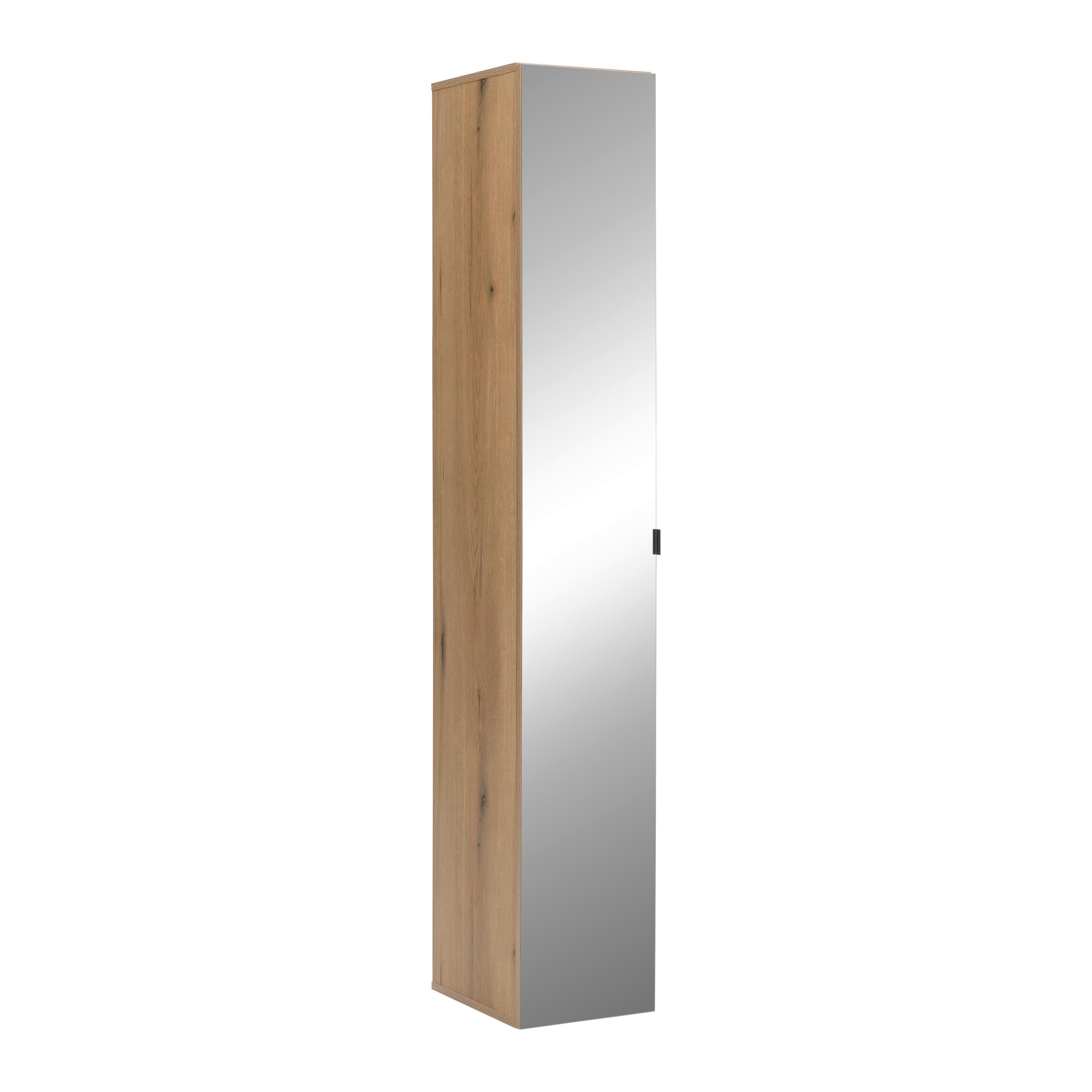 Visoki Ormar Basix -Exklusiv- - boja hrasta/crna, Osnovno, staklo/pločasti materijal (30/185/39,6cm) - Mömax