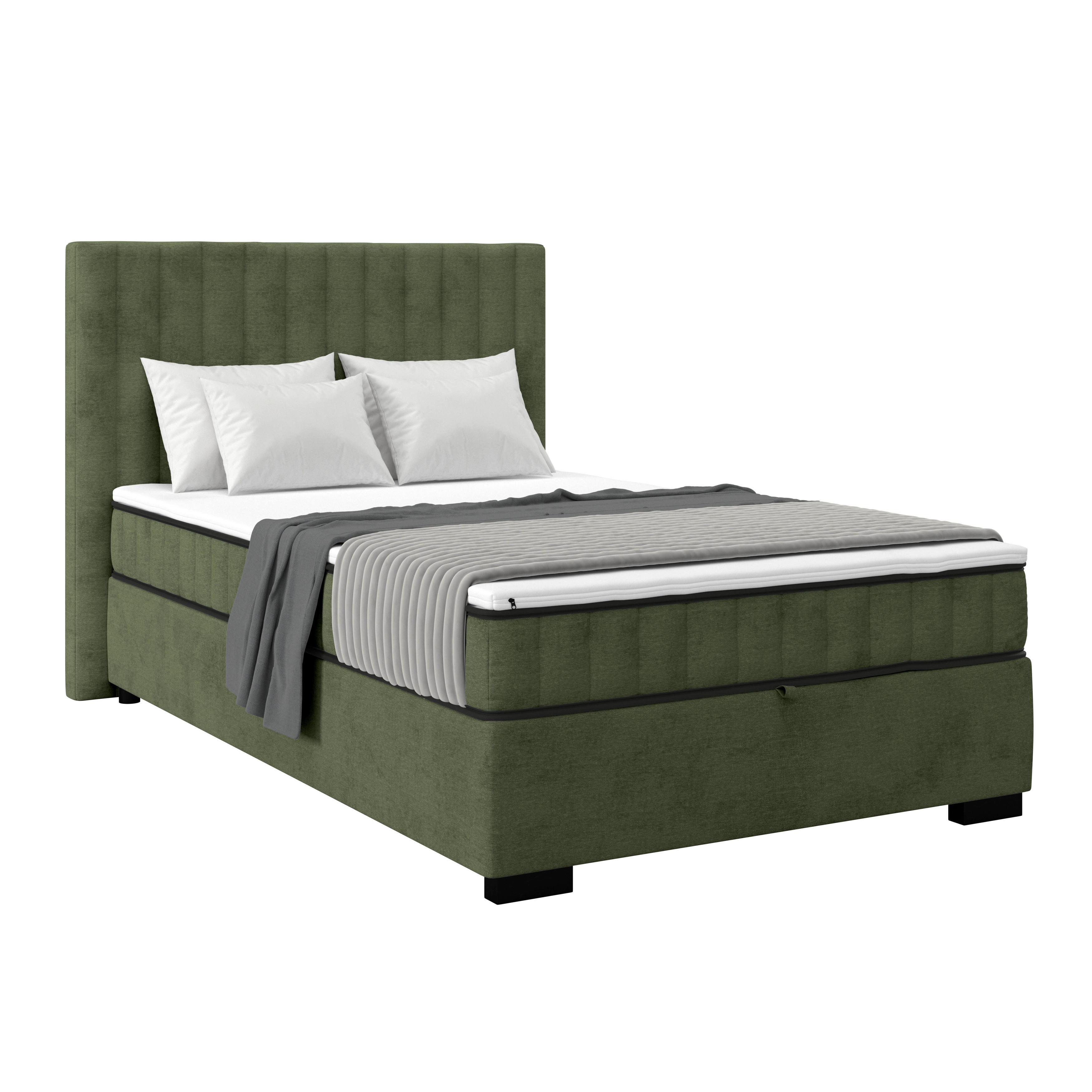Box Krevet Maya C - maslinasto zelena/crna, Moderno, drvni materijal/drvo (100/200cm) - Modern Living