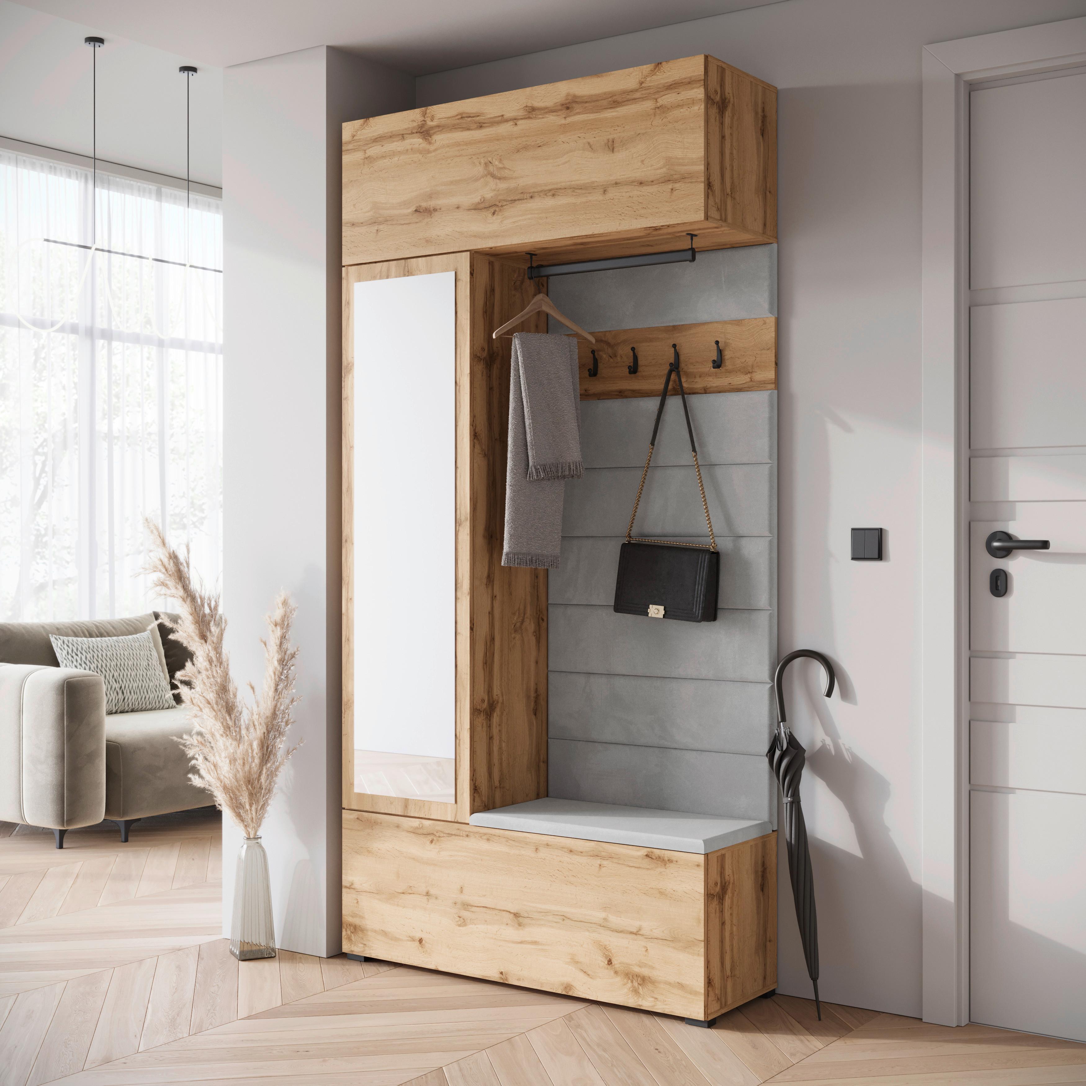 Garderobe Tejo ca. 115x232 cm Eiche Wotan - Eiche Wotan, Trend, Holzwerkstoff (115/231,9/37,5cm) - Livetastic