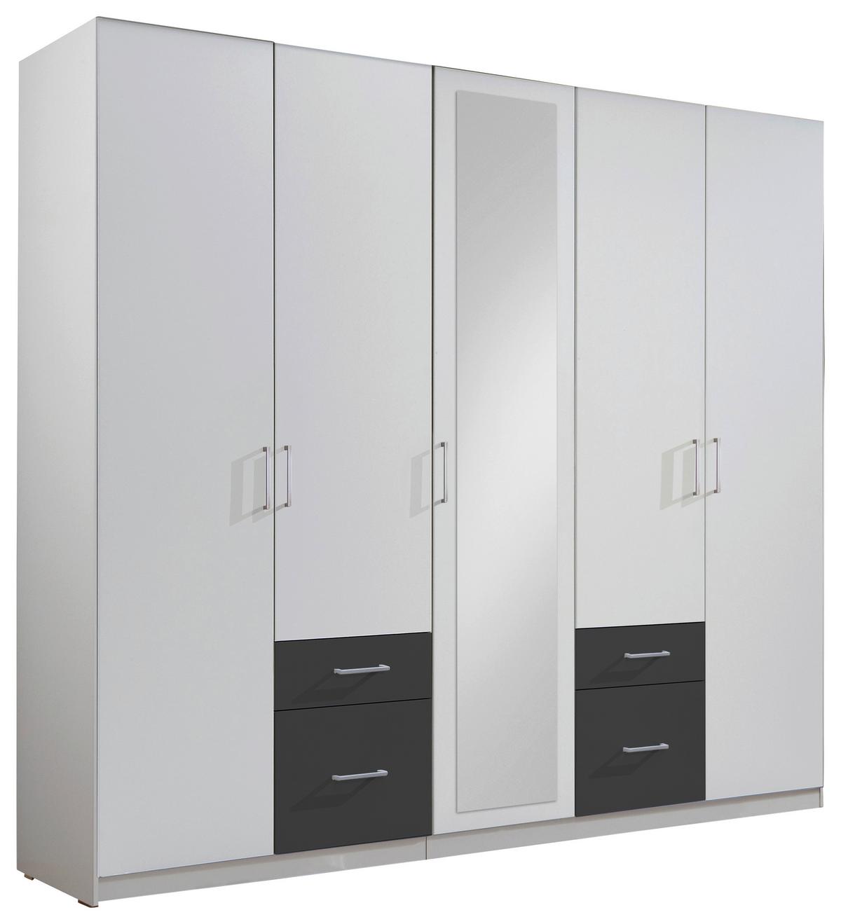 Ormar S Klasičnm Vratima Freiburg - bijela/srebrne boje, Design, staklo/drvni materijal (225/210/58cm) - Modern Living