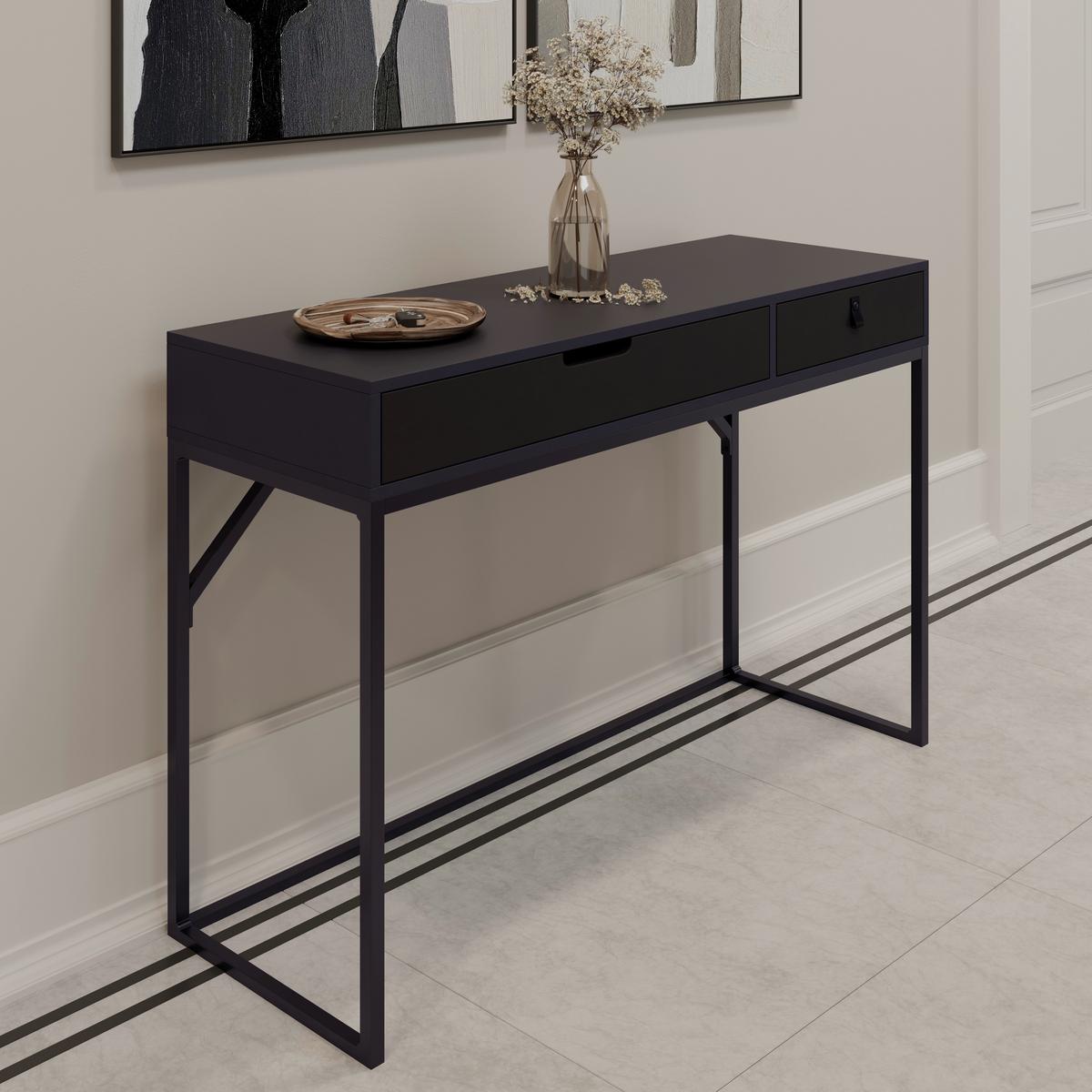 Konsolentisch Sophia Schwarz Metall/MDF - Schwarz, MODERN, Holzwerkstoff/Metall (120/78/40cm) - Bessagi Home