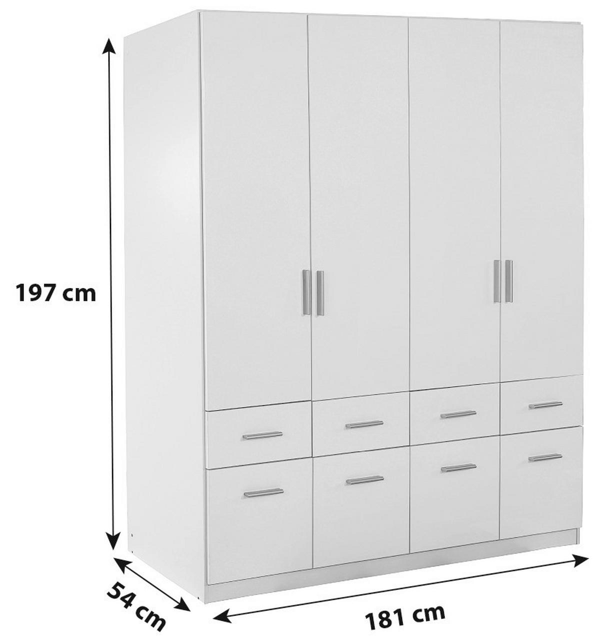 Dulap de haine Celle - alb/alb lucios intens, Modern, lemn (181/197/54cm)