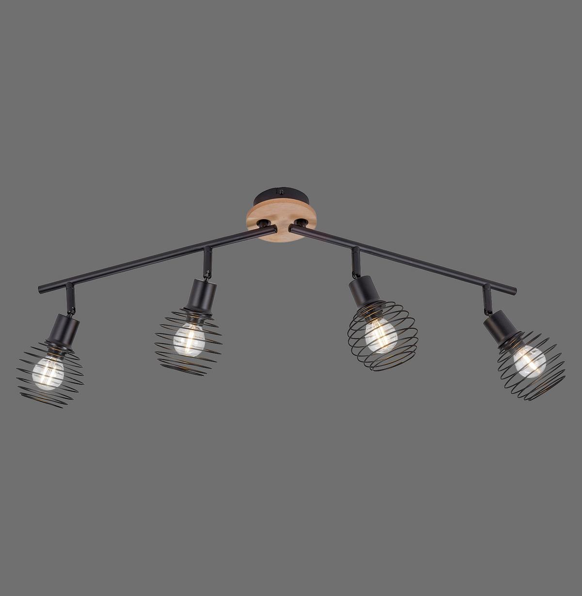 Deckenleuchte 15924-79 max. 40 Watt - Schwarz, Natur, Holz/Kunststoff (92/87/24cm)