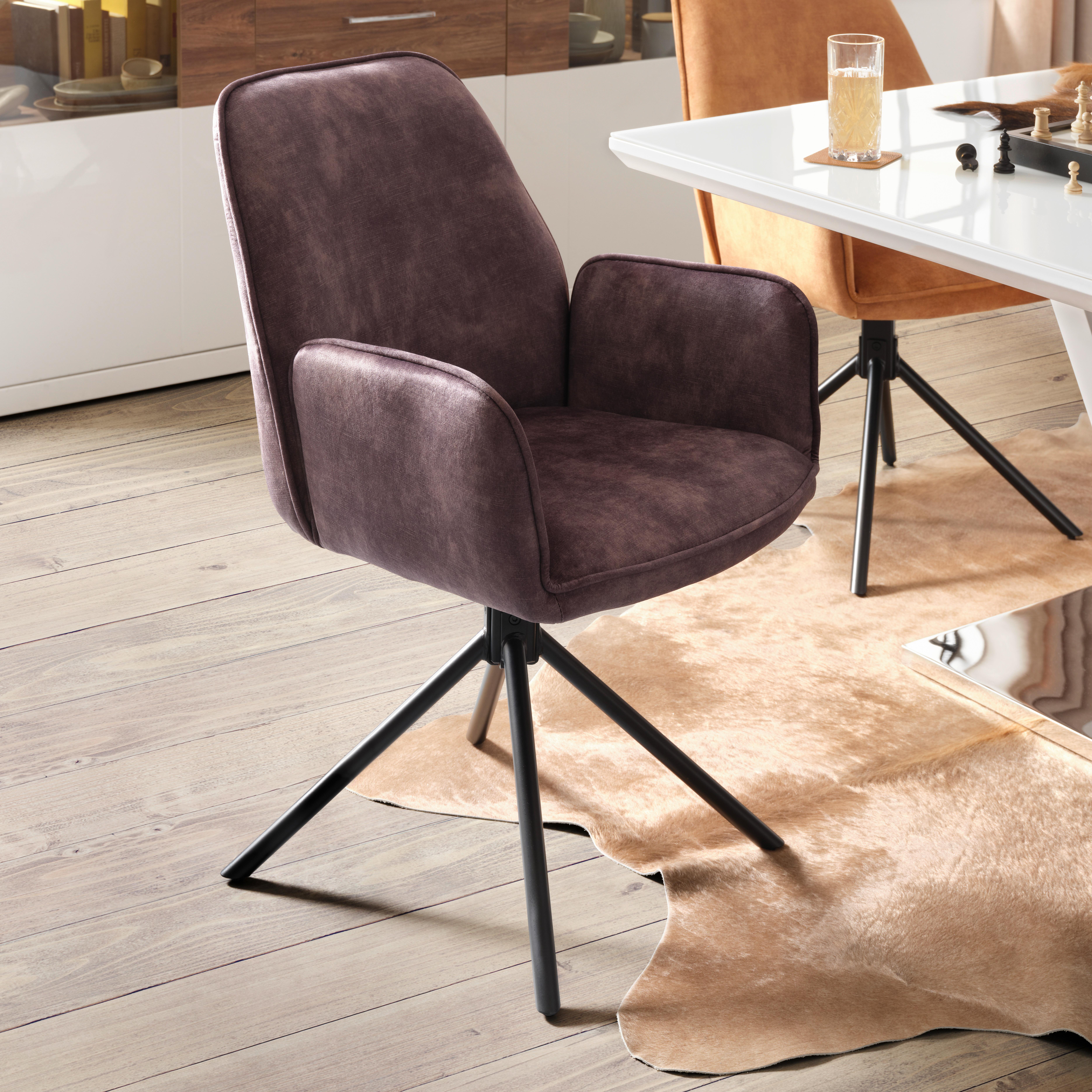 Armlehnstuhl Ottawa Anthrazit/Schwarz - Anthrazit/Schwarz, MODERN, Textil/Metall (60/89/64cm) - Premium Living