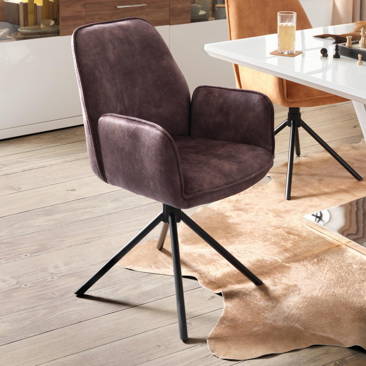 Armlehnstuhl Ottawa Anthrazit/Schwarz - Anthrazit/Schwarz, Modern, Textil/Metall (60/89/64cm) - Premium Living