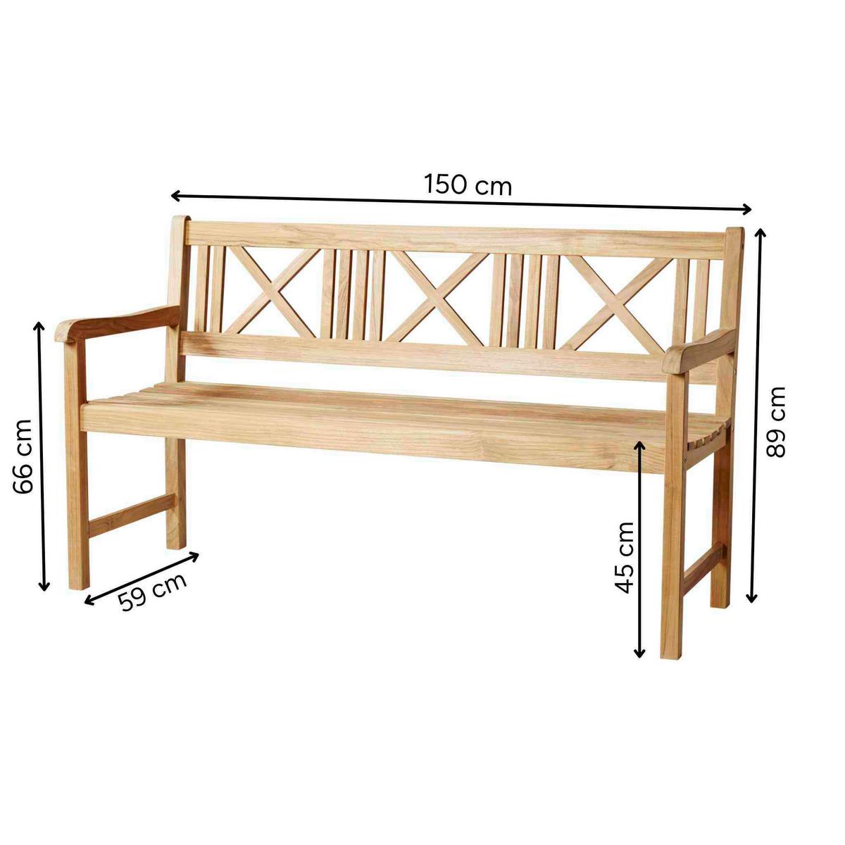 Gartenbank Rosenborg - Naturfarben/Teakfarben, Natur, Holz (58/89/150cm) - Gardenson