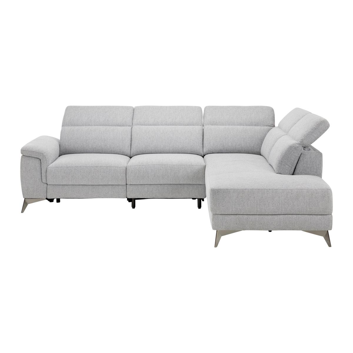 Wohnlandschaft Köln Grau Webstoff - Grau, MODERN, Kunststoff/Textil (283/98/212cm) - Bessagi Home