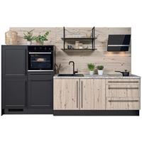 KÜCHENBLOCK IP2200/4250 - Eichefarben/Schwarz, Modern, Holzwerkstoff (320cm) - Impuls