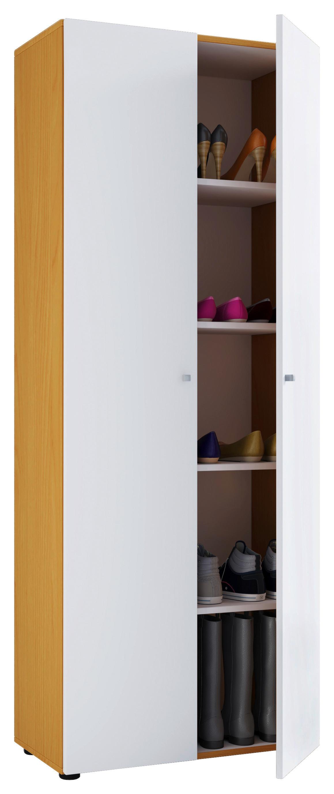 Schuhschrank Vandol I 5 Dt - Weiss/Silberfarben, Design, Holzwerkstoff/Kunststoff (71/180/39cm) - MID.YOU