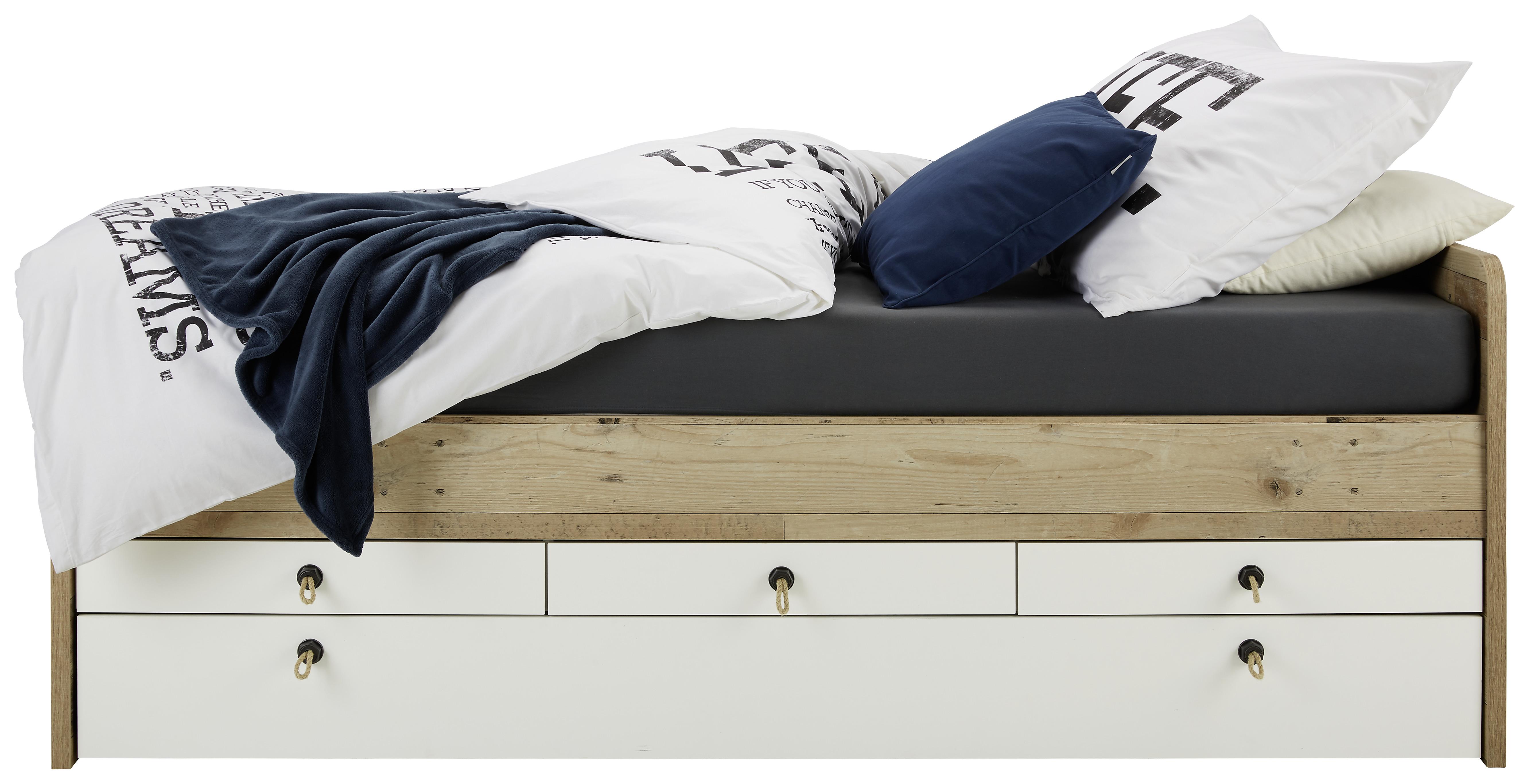 Krevet Leni - bijela/boje hrasta, Konventionell, drvni materijal/plastika (120/200cm) - Modern Living