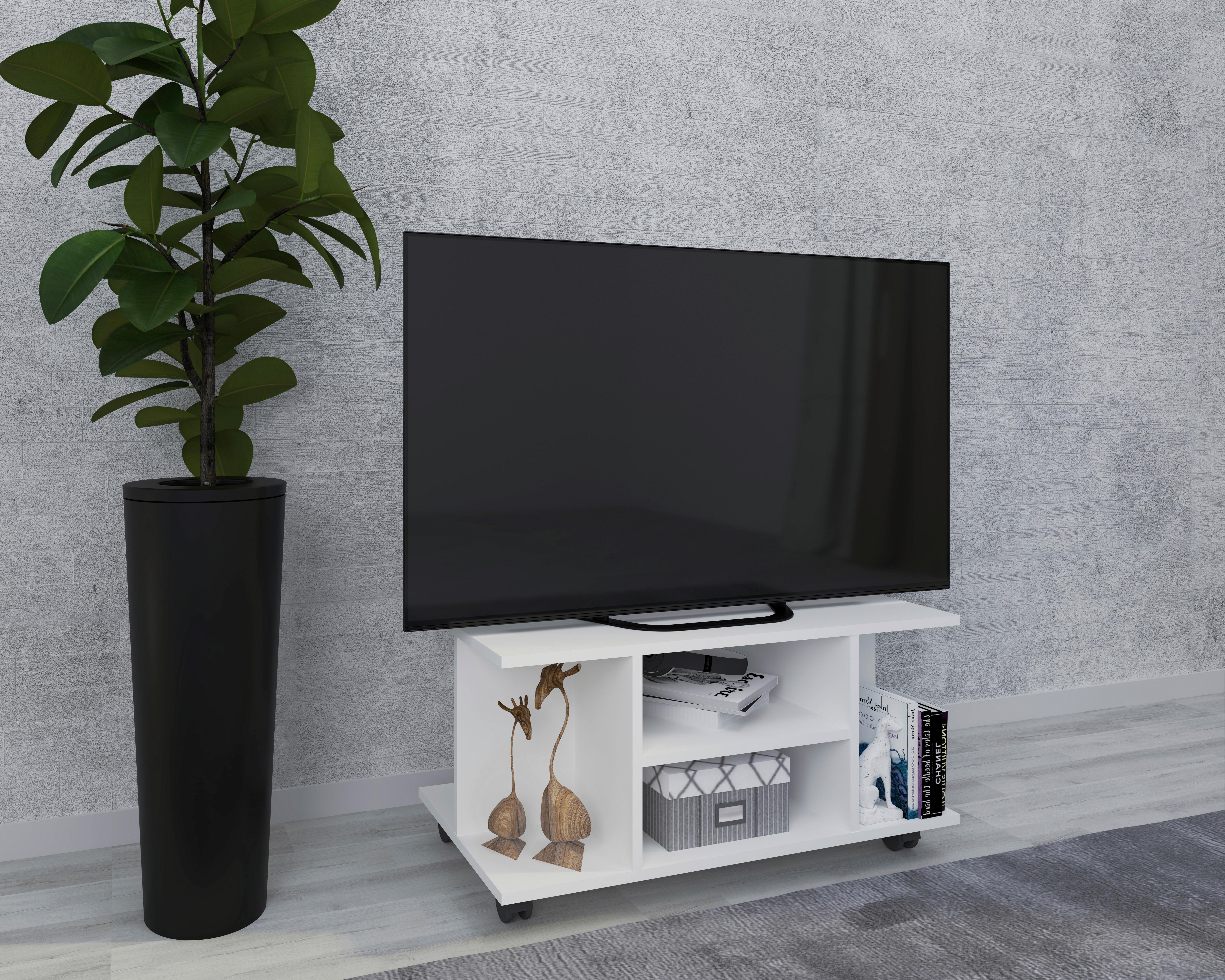 Stojalo Za Tv Findalo, Bela - bela, Moderno, umetna masa/leseni material (80/40/40cm) - MID.YOU