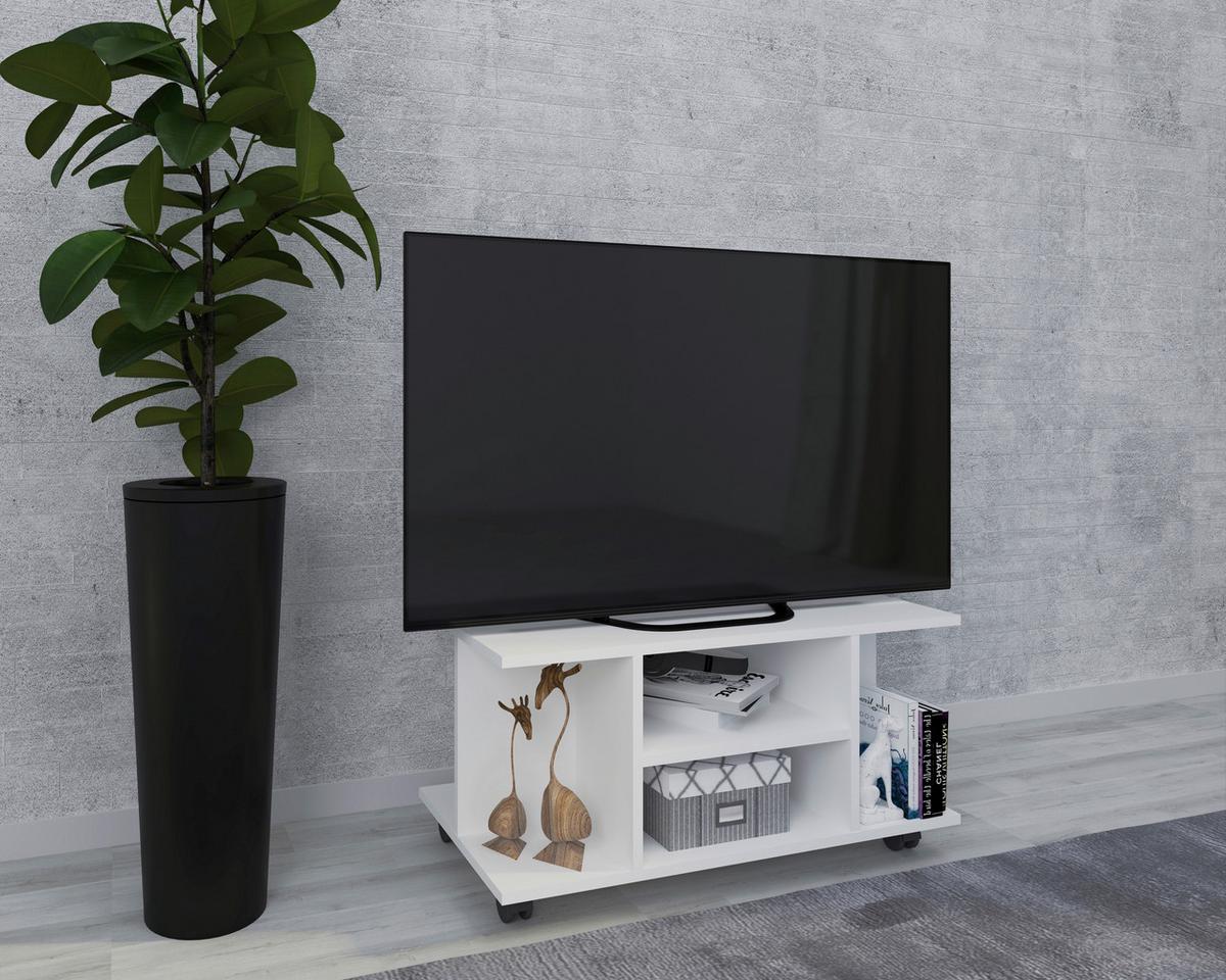 Stojalo Za Tv Findalo, Bela - bela, Moderno, umetna masa/leseni material (80/40/40cm) - MID.YOU
