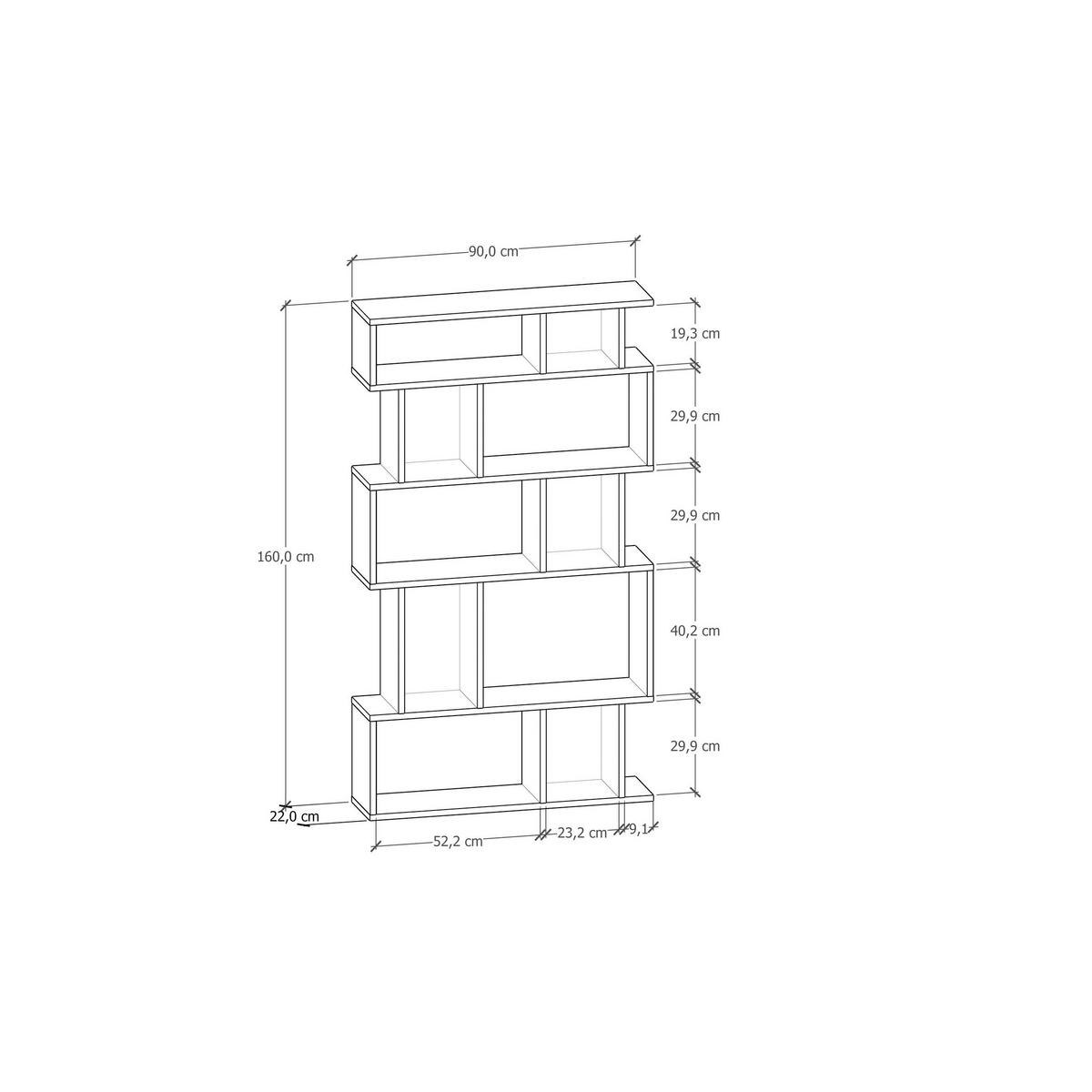 Regal Eros ca. 90x160 cm Eichefarben - Anthrazit, Design, Holzwerkstoff (90/160/22cm) - Livetastic