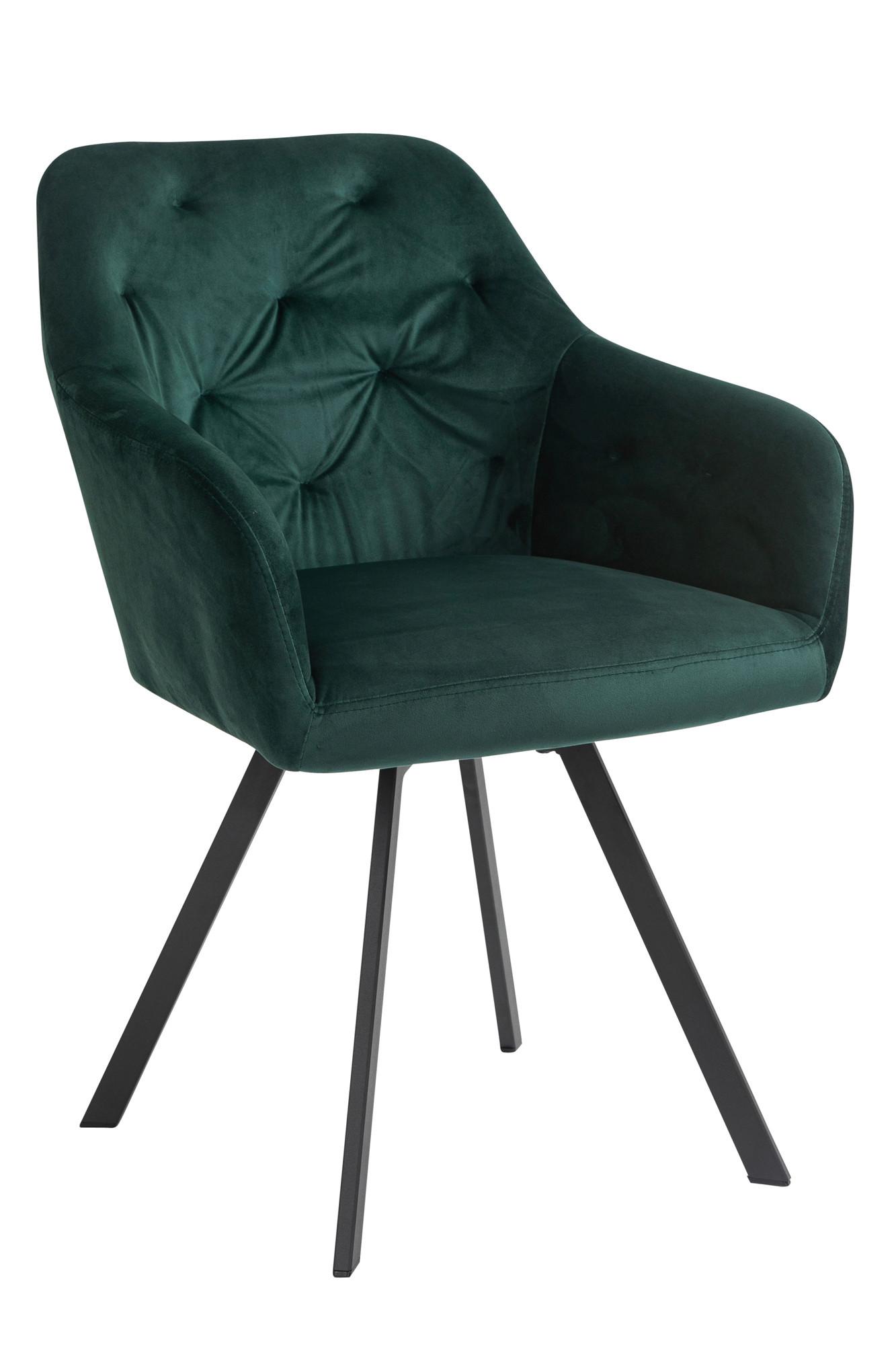 Naslanjač Samt, Gozdno Zelena, Vrtljiv - črna/gozdno zelena, Moderno, kovina/tekstil (61/85/62cm) - Livetastic