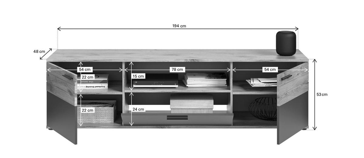 Tv Komoda Mason - drvni materijal/plastika (194/53/47cm) - Modern Living