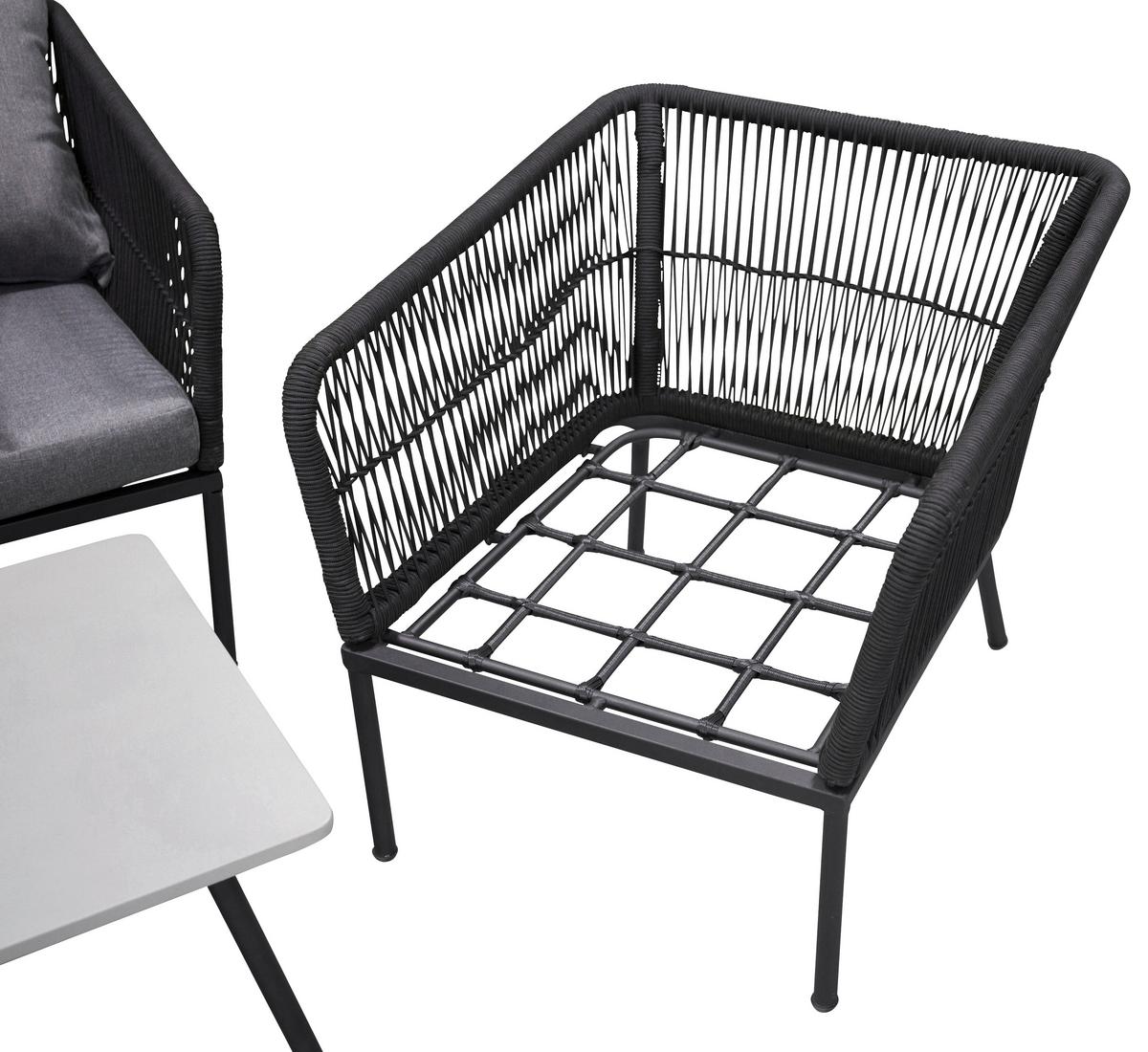 Loungegarnitur Lindos ca. 134x69x80 cm Grau/Schwarz - Schwarz/Grau, KONVENTIONELL, Kunststoff/Stein (134/69/80cm) - Gardenson