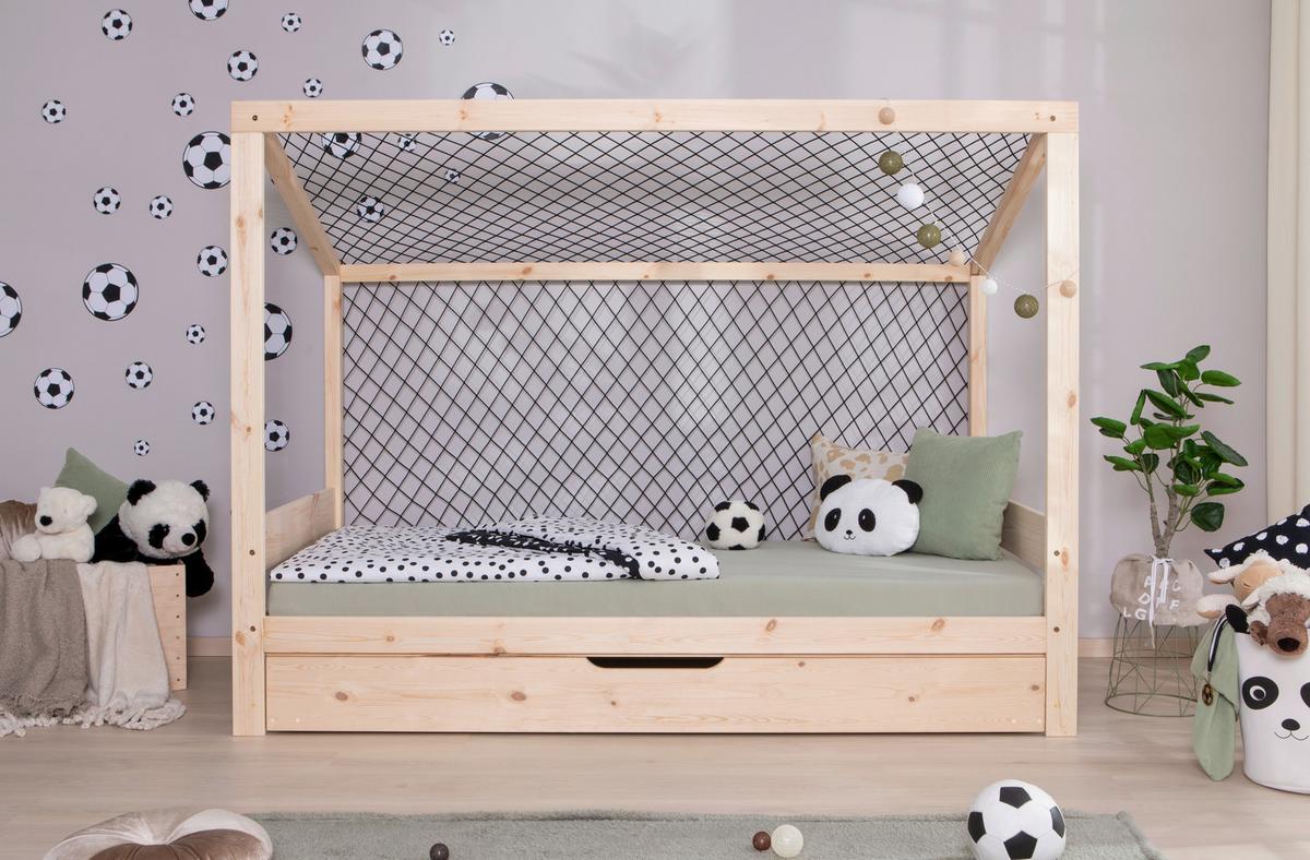Ausziehbett Fußball Holz ca. 90x200 cm - Naturfarben, MODERN, Holz/Textil (90/200cm) - MID.YOU