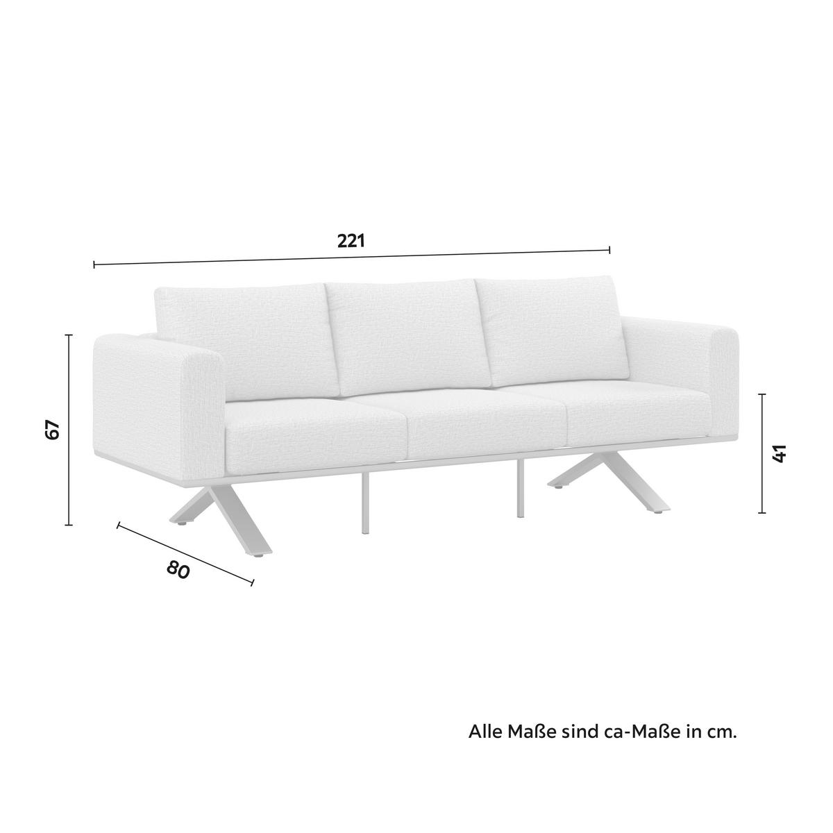 LOUNGEGARNITUR SOFIA - Hellgrau/Naturfarben, Modern, Kunststoff/Textil (221/67/80cm) - Bessagi Garden